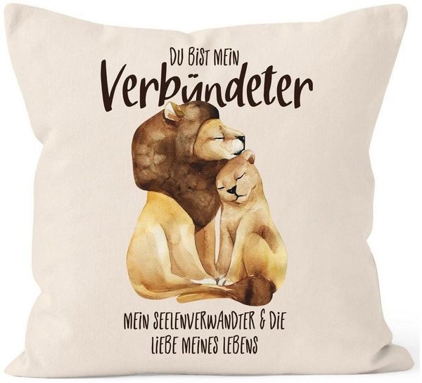MoonWorks Dekokissen Kissen-Bezug Du bist mein Verbündeter Löwe Löwen Pärchen Liebe Spruch Geschenk Liebessprüche Kissen-Hülle Deko-Kissen MoonWorks®