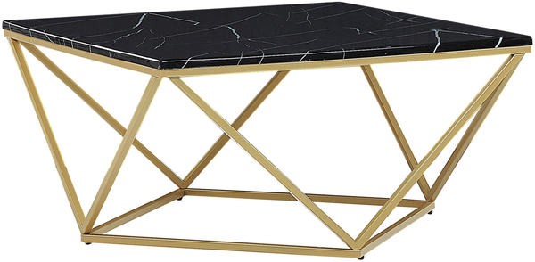 Couchtisch schwarz / gold Marmor Optik quadratisch 80x80 cm MALIBU