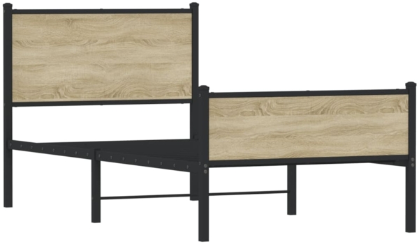 vidaXL Metallbett ohne Matratze Sonoma-Eiche 100x200 cm 4007899 Bild 2