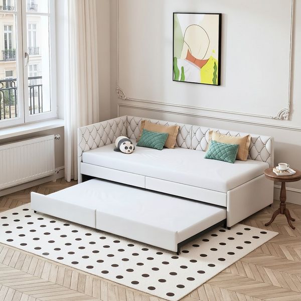 Simurq Daybett Schlafsofa 90/180x200 cm, Ausziehbett, Mit Unterbett, Tagesbett, Mit Lattenrost, Samt, Gästebett, Platzsparend