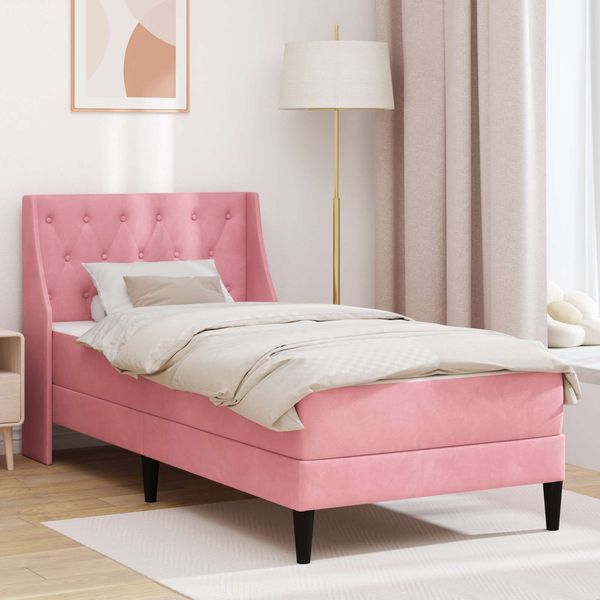 vidaXL Bettgestell mit Matratze mit Matratze Rosa 100 x 200 cm Samt 3414780