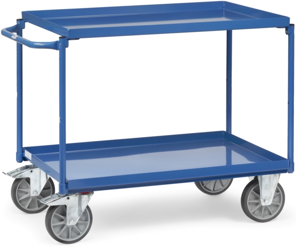 Fetra Tischwagen mit Stahlblechwannen 2 Etagen 850x500mm Ladefläche