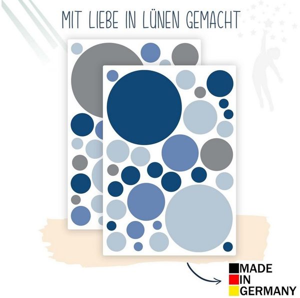 WANDKIND Wandsticker Kreis Set Aufkleber 60 Stück V336, wieder ablösbar