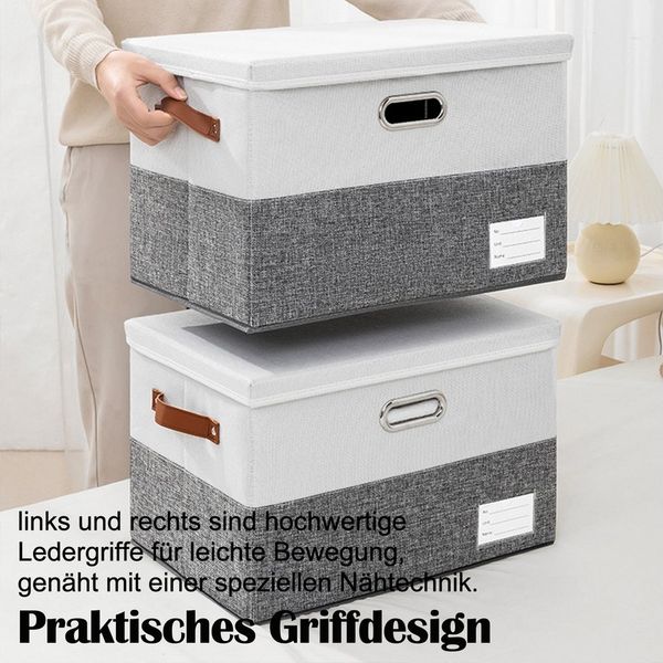 Luckice Aufbewahrungsbox 43*30*30cm Aufbewahrungskorb 40L mit Deckel Groß,Griffen,Faltbare (Waschbare,1-Stück,Kisten Aufbewahrung mit Deckel, Aufbewahrungswürfel,Klappbox), faltbare Box für Kleidung Spielzeug