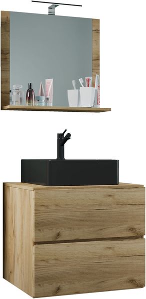 VCM Badmöbel Waschtisch Lendas 919542 Honig-Eiche H. 124 x B. 60 x T. 52 cm