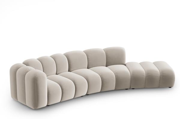 Micadoni 'Lupine' Modulares 5-Sitzer-Sofa, Samtstoff, Rechts, 70 x 166 x 335 cm, Beige