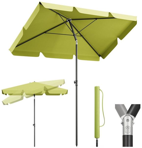 Sekey Rechteckschirm, neigbar, UV50+ Sonnenschutz, Polyester apfelgrün, 200 x 125 cm