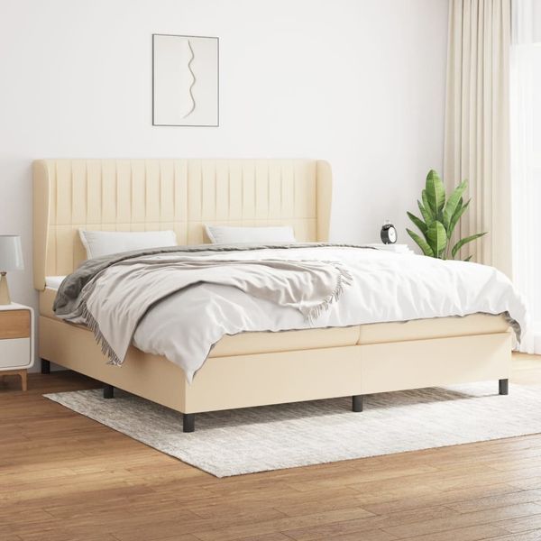 vidaXL Polsterbett mit Matratze Creme 200x200 cm Stoff, Härtegrad: H2 [3128154]
