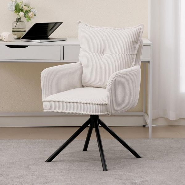 WAHSON OFFICE CHAIRS Bürostuhl Kordsamt-Bürostuhl, ergonomisch, 360° drehbar mit Metallgestell
