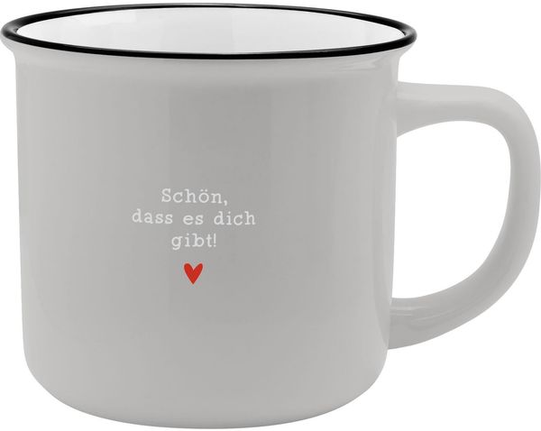 GRUSS & CO XL-Becher Motiv "Schön" | Lieblingsbecher aus Porzellan, Tasse mit Spruch, 55 cl, mit Geschenkbanderole | Geschenk Valentinstag, für Verliebte | 74174