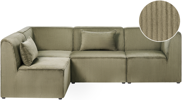 Modul Ecksofa 4-Sitzer LEMVIG Cord Grün rechtsseitig