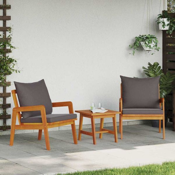 vidaXL Gartenstuhl mit Kissen 2 Stück Öl-Natur 65 x 59,5 x 72 cm 4106459