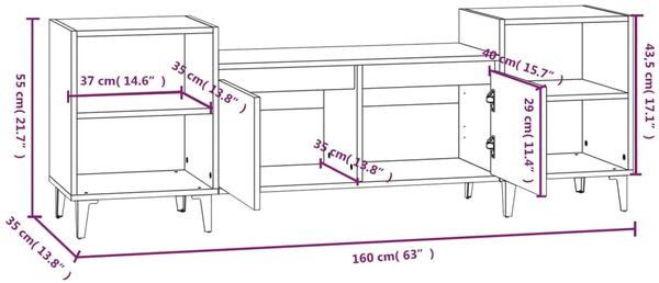 vidaXL TV-Schrank Weiß 160 x 35 x 55 cm Holzwerkstoff [821196] Bild 9