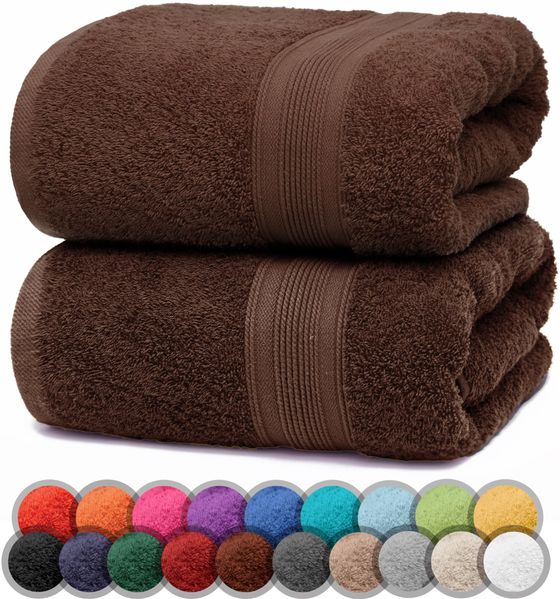 NatureMark 2er Pack DUSCHTÜCHER Premium Qualität 70x140 cm DUSCHTUCH Dusch-Handtuch Doppelpack Farbe: Schoko braun