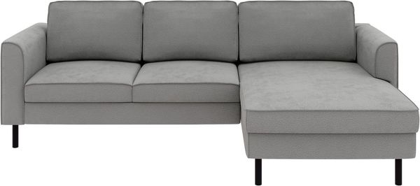 Home affaire Ecksofa Booster II, whlw. mit Schlaffunktion & Bettkasten, Fuß schwarz, Recamiere beidseitig montierbar,L-Form, in Cord & Struktur LEO o. LINO