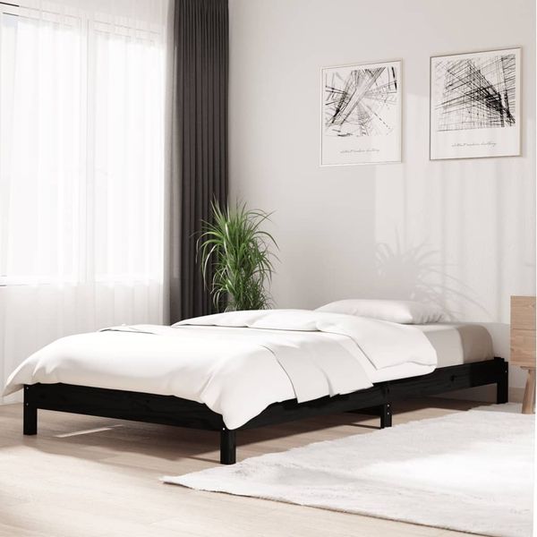 Stapelbett Schwarz 80x200 cm Massivholz Kiefer [820401]