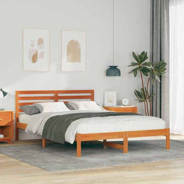 vidaXL Bettrahmen Wachsbraun 140 x 220 cm Massives Kiefernholz 872334