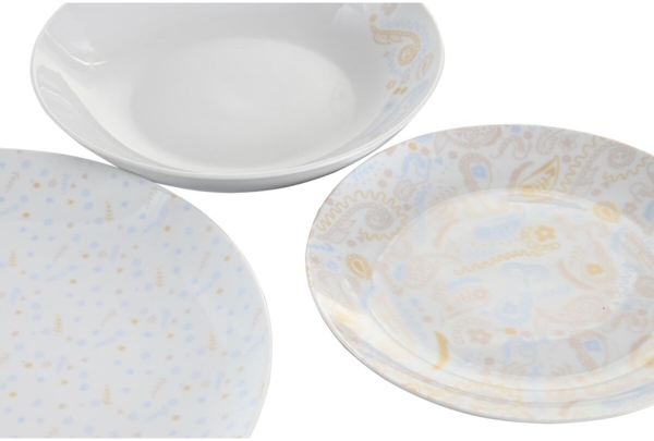 Geschirr-Set DKD Home Decor Porzellan Blau Rosa Weiß 27 x 27 x 3 cm 18 Stücke Bild 4