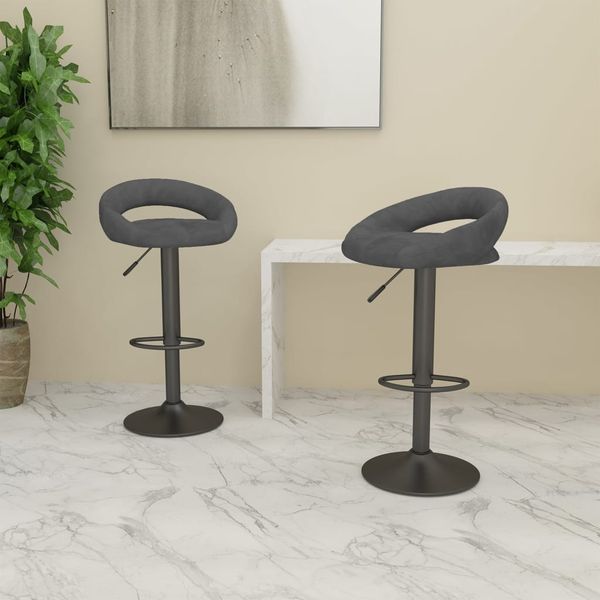 vidaXL Barhocker 2 Stk. Dunkelgrau Samt 333270