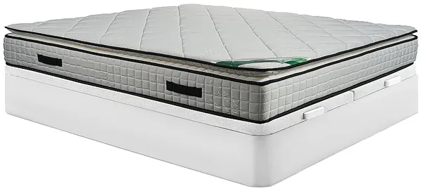 Vente-unique - ADANA Mattress and bed base set StoffHolz, Platte Weiß - B 180 cm x H 23 cm30 cm x L 200 cm