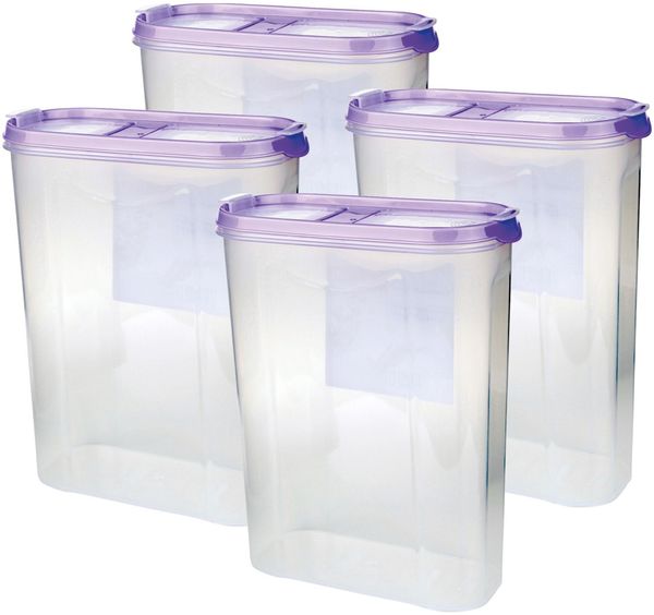 Vorratsdosen mit Deckel 2,8 Liter ( 4er Pack / Lila ), Luftdicht Schüttdose BPA frei, Vorratsbehälter Set - Frischhaltedosen Klappdeckel