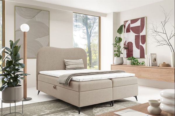Boxspringbett Schlafzimmerbett BLAIR 160x200cm Stoff Now or Never Beige