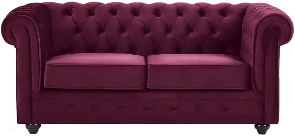 Vente-unique - CHESTERFIELD Sofa SamtStoff Rot - B 88 cm x H 72 cm x L 168 cm