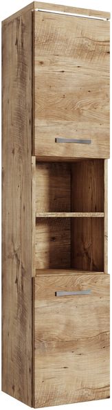 Badplaats Badezimmerschrank Paso 35 x 35 x 160 cm Kastanien Eiche - Hoch Badschrank Mit 2 Türen