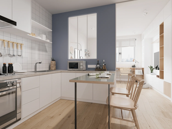 Vente-unique - Atelier-Glaswand - 90 x 130 cm - thermolackiertes Aluminium - Weiß - BAYVIEW