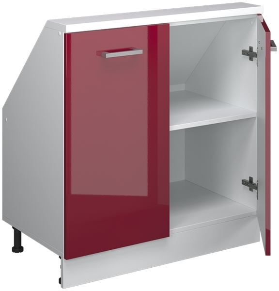 Küchenschrank für Dachschrägen R-Line Rot Hochglanz/Weiß 80 cm mit 2 Türen Vicco Bild 4