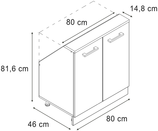Küchenschrank für Dachschrägen R-Line Rot Hochglanz/Weiß 80 cm mit 2 Türen Vicco Bild 2