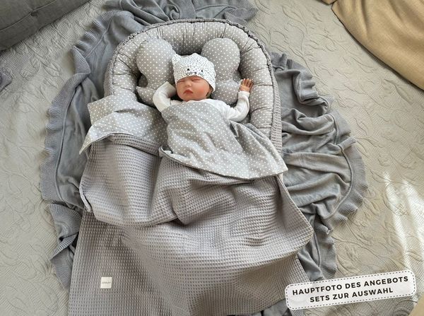 Loolay Bettnestchen WAFFELPIQUE Baumwolle BABYNEST Babykokon Neugeborene Babyaustattung, (Reisebett Nestchen SOLO/ o. in Geschenk SETS, 1-tlg, 4 Jahreszeiten ATMUNGSAKTIVER WAFFELSTOFF), 100% Europäische Stoffe und Kleinserien-Nähen!