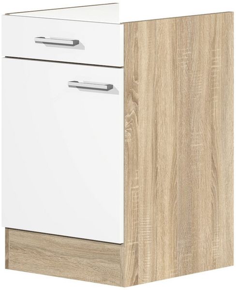 Flex-Well Unterschrank Küchenunterschrank 50 cm ohne AP - Weiß Sonoma Eiche – Salerno