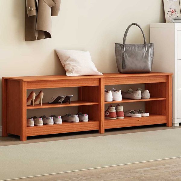 vidaXL Schuhbank mit Regal mit Speicher Wachsbraun 160 x 36,5 x 50 cm 869979
