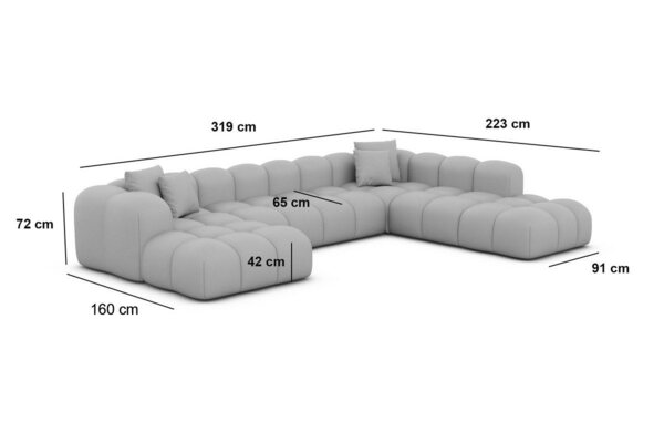 Sofa Dreams Wohnlandschaft Polster Stoffsofa Modern Ottomane Couch Samtstoff Formentera XXL, Loungesofa Bild 3
