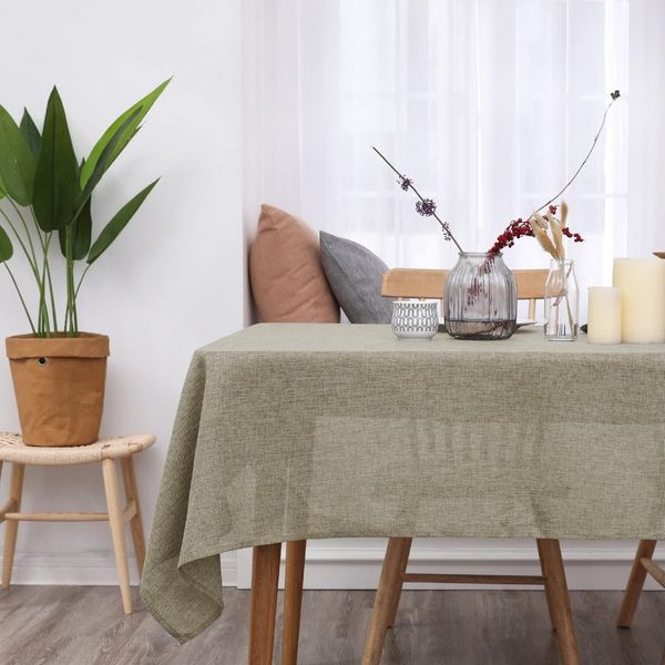 Deconovo Tischdecke Leinenoptik Tischwäsche Wasserabweisend Tischtuch Abwischbar (1er Set, pflegeleichte Tischdecken rechteckige Table Cloth), Lotuseffekt