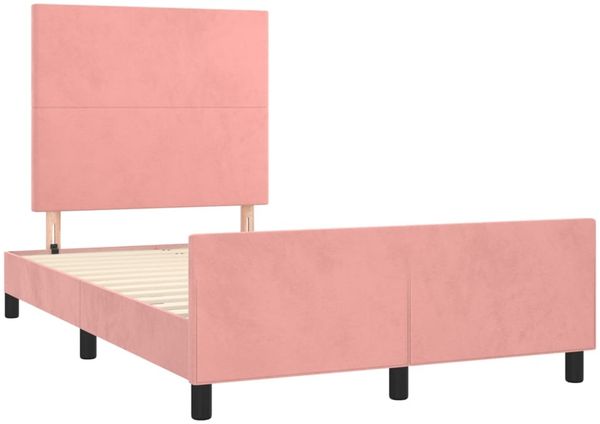 Bettgestell mit Kopfteil Samt Rosa 120x200 cm, Härtegrad: H2 [3125628] Bild 4