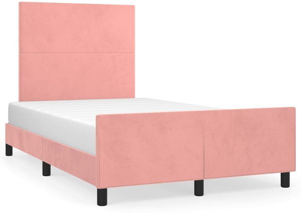 Bettgestell mit Kopfteil Samt Rosa 120x200 cm, Härtegrad: H2 [3125628] Bild 2