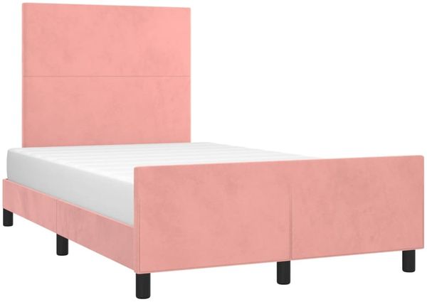 Bettgestell mit Kopfteil Samt Rosa 120x200 cm, Härtegrad: H2 [3125628] Bild 3