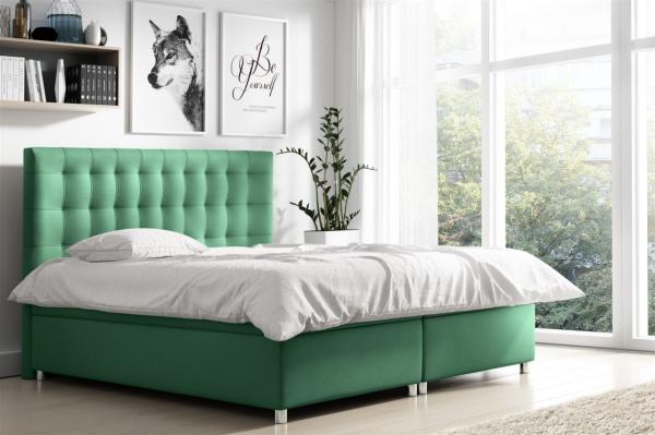 Boxspringbett ENZO Polyesterstoff Grün 140x200 cm Bild 1
