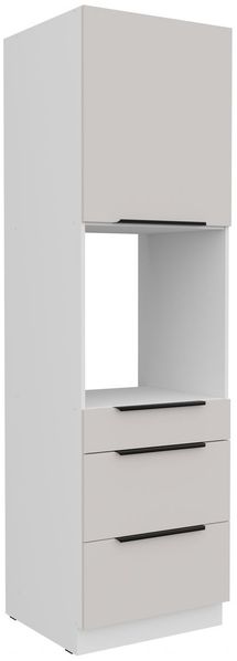 Küchen Hochschrank 60 cm COMO Kaschmir beige matt + Weiß matt Küchenzeile Küchenblock Küche Einbauküche