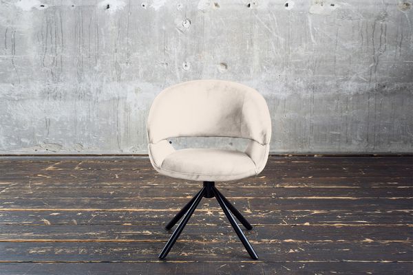 KAWOLA Esszimmerstuhl LARA Drehstuhl Velvet cremeweiß 82 x 62 x 61 cm