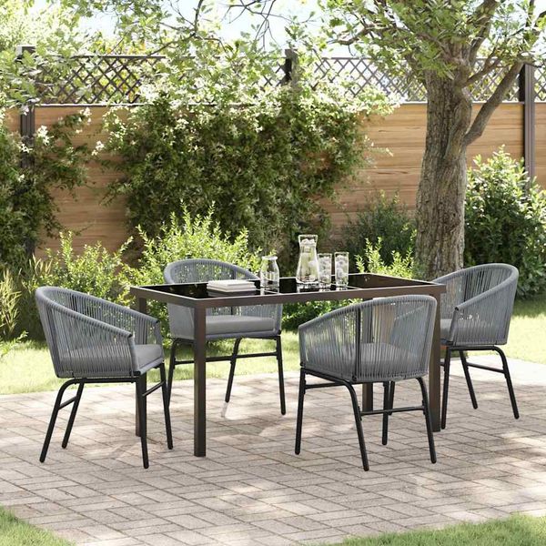 vidaXL Garten Essgruppe 5 pcs Anthrazit Pulverbeschichteter Stahl 3379361