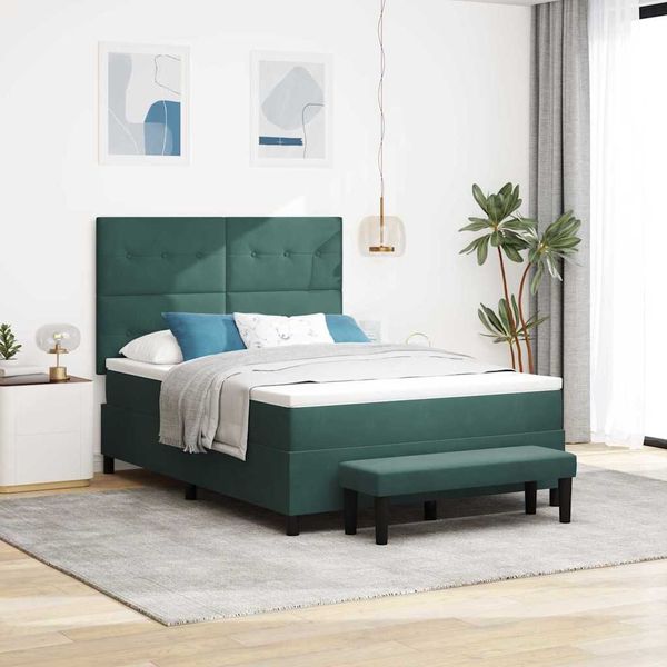 vidaXL Boxspringbett mit Kopfteil Dunkelgrün 200 x 140 cm Samt 3344519
