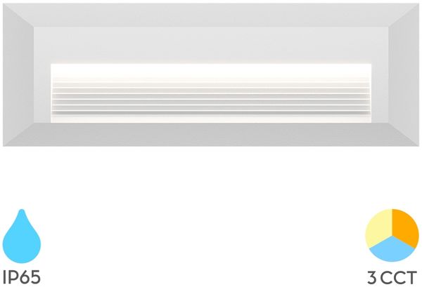 LED Weiße Wandleuchte indirekt Außen IP65 – 3W | 3in1 Farbtemperatur | Stufen & Treppenbeleuchtung