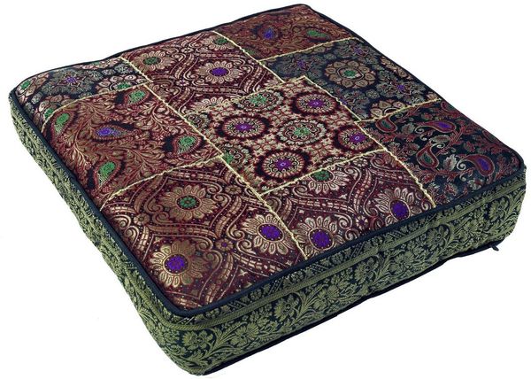 Guru-Shop Sitzkissen Orientalisches eckiges Patchwork Kissen 40 cm,..