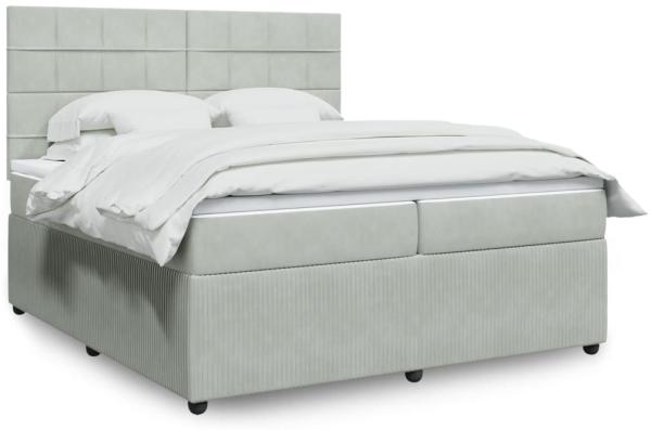 vidaXL Boxspringbett mit Matratze Hellgrau 200x200 cm Samt 3294730