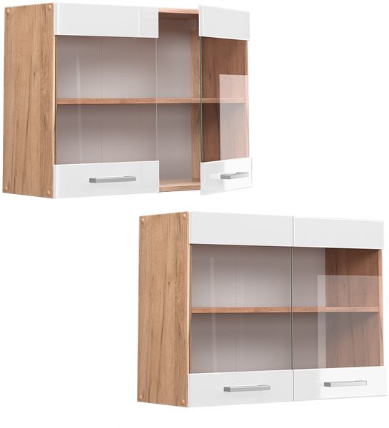 Vicco Küchenschrank Küchenzeile R-Line, Weiß Hochglanz, Hängeglasschrank 80 cm Bild 5