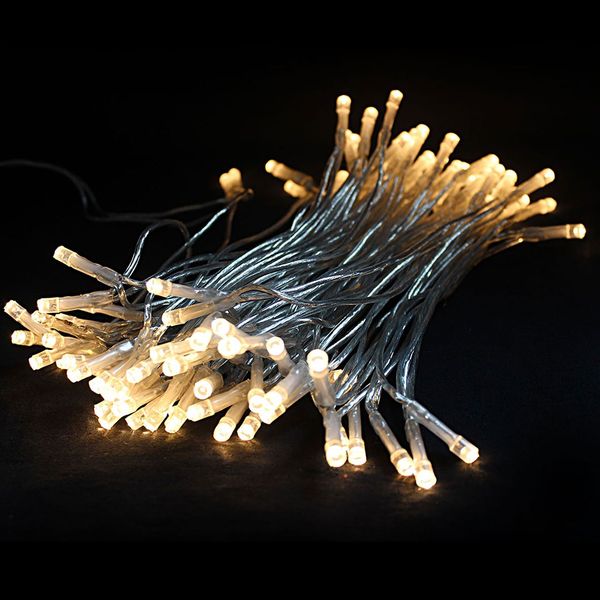 100er LED Lichterkette transp. Kabel Innen Partylichterkette Beleuchtung warmweiß