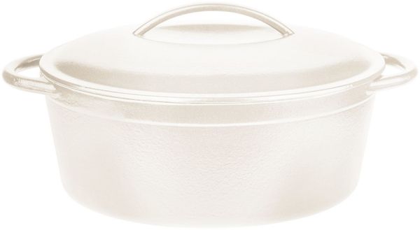 GSW Kochtopf Gusseisen Bräter Brattopf Bratkochtopf Kochtopf Topf 33 x 25 cm weiss, Gusseisen